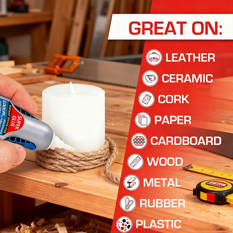 LOOLIFL Super Glue Control Gel, Transparent, 0.176oz/5g Bottle, 3-Piece - Super Glue for Plastic, Wood, Metal, Crafts and Repair