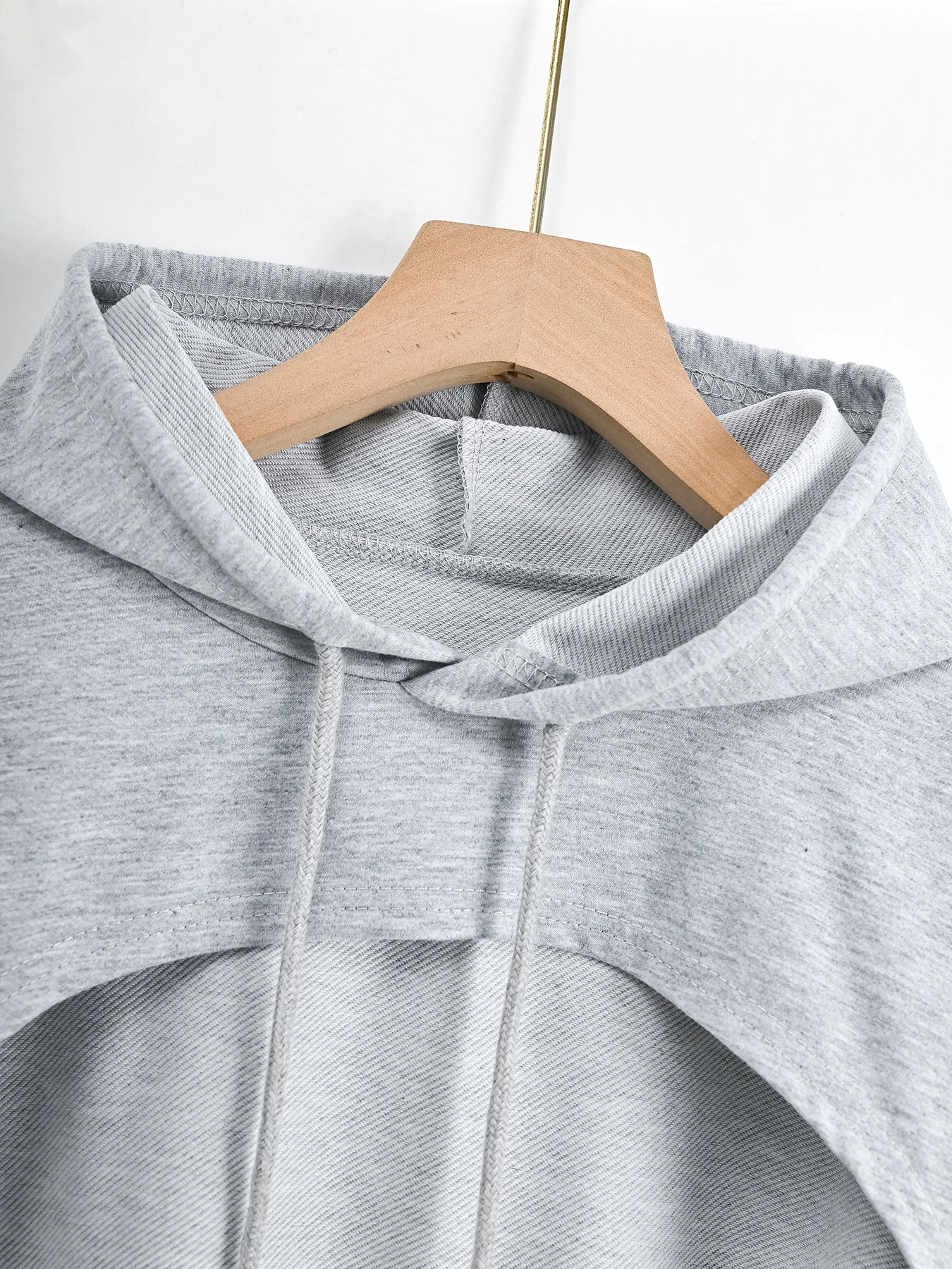 Drop Shoulder Super Crop Drawstring Hoodie