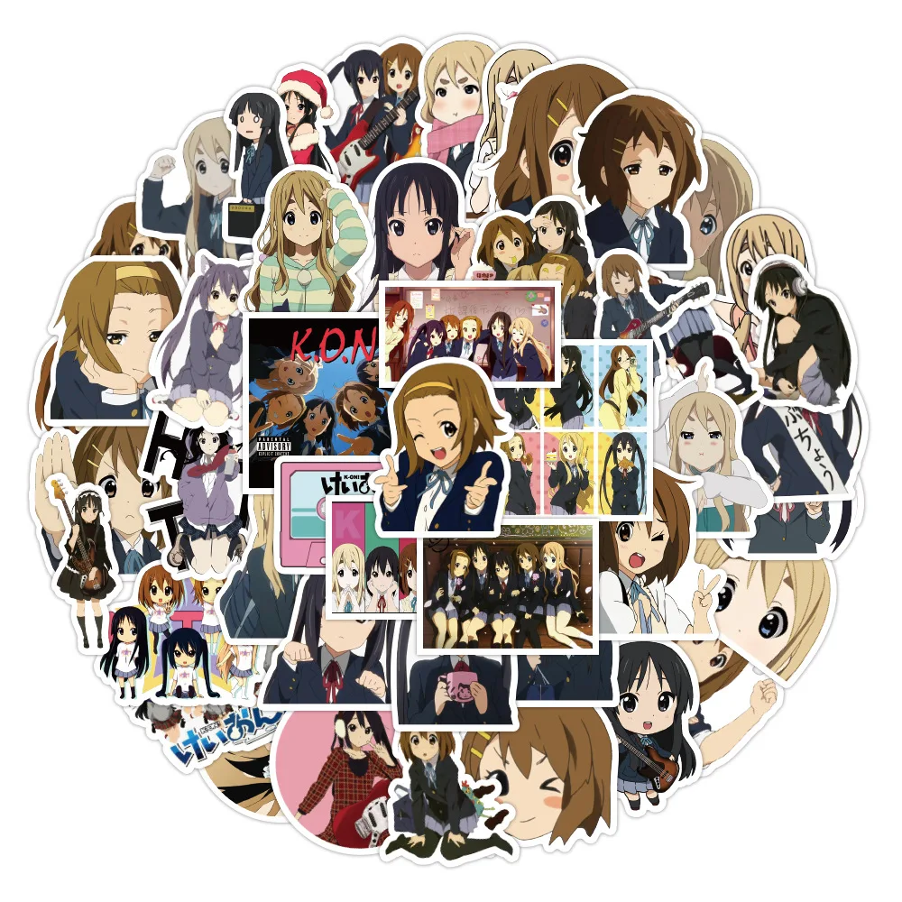 10/30/50 قطعة أنيمي K-ON ملصقات لطيف الكرتون فتاة ملصقا الاطفال لعبة DIY بها بنفسك محمول دفتر الهاتف حقيبة الكتابة على الجدران الشارات بالجملة