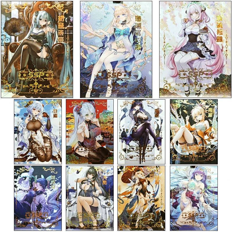 Goddess Story Azure Lane Emilia Hatsune Miku Kms Prinz Eugen Character Bronzing Collection Flash Card Cartoon Toy Christmas Gift