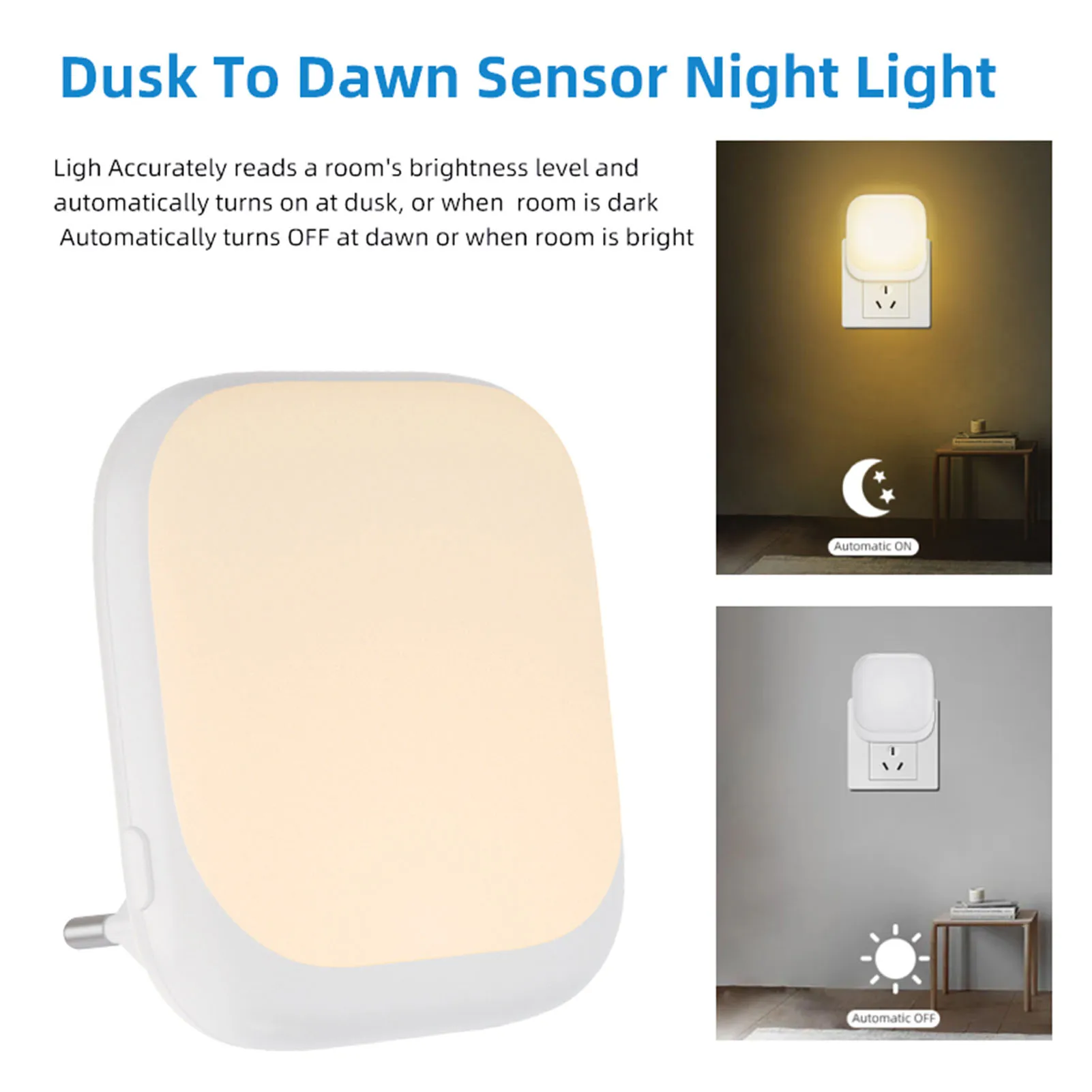 

ZK40 2PCS Plug in Night Light 0.5W Dimmable Dusk to Dawn Sensor Soft Lighting Small Night Light 220‑240V for Bedroom EU Plug