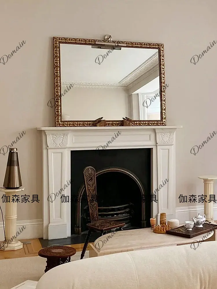 Jane European solid wood arch fireplace decorative cabinet French solid wood high-end design retro curved fireplace