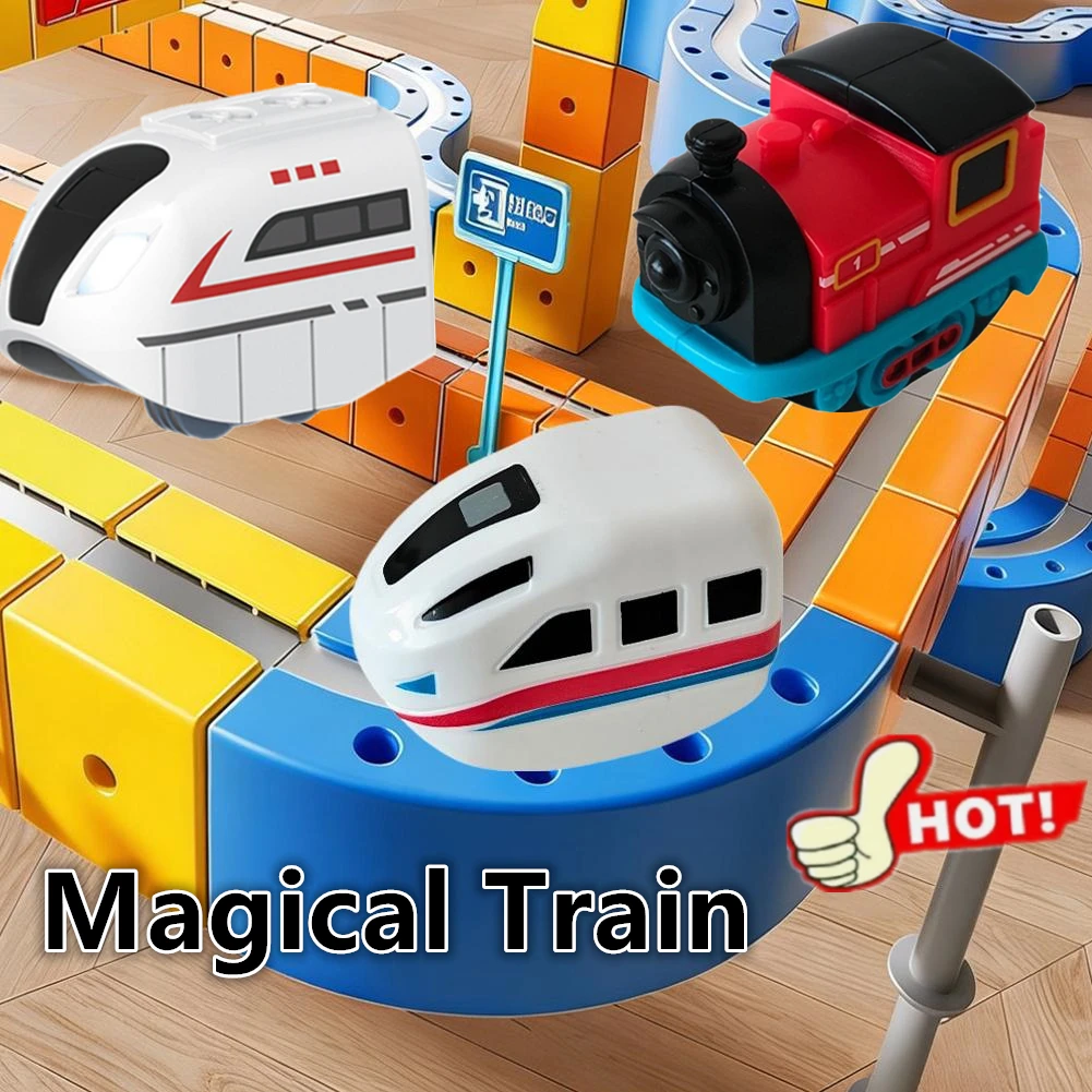 Magischer Zug DIY Rennwagen Magische Strecke Auto-Spielzeug, Flexible Autorennbahn Bausätze 3D-Baustrecken Würfel-Schienen Spielzeug