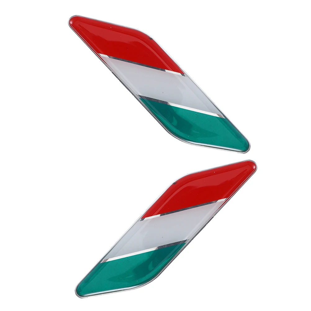 

2Pairs Aluminum Alloy Italian Flag Car Sticker Scratch Cover Vehicle Exterior Decor Decal for Universal Car Truck Use