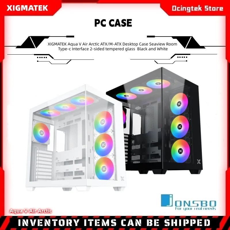 

XIGMATEK Aqua V Air Arctic ATX/M-ATX Desktop Computer Case with 2-Sided Tempered Glass Seaview Room Type-C Interface And Top Dus