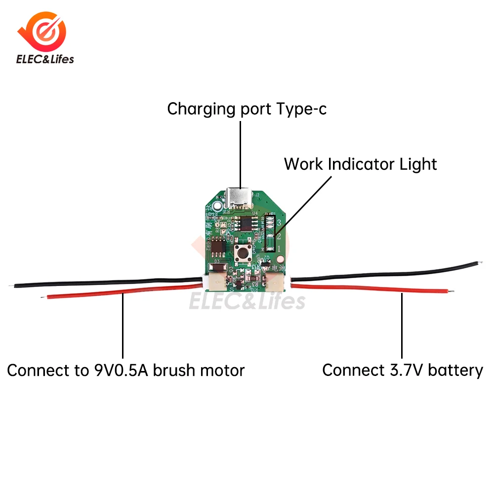 DC 5V 1A DIY Universal Fan Control Board Micro USB/Type-C Charge Fan Control Module Low Voltage Brushed Motor Drive