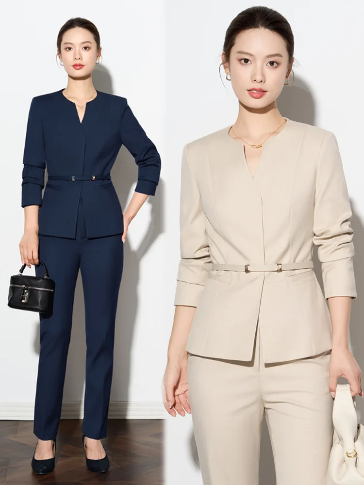 Professional Workwear Suit for Women, Elegant and Slim-Fitting Work Uniform for Beauty Salon and Jewelry Store Reception