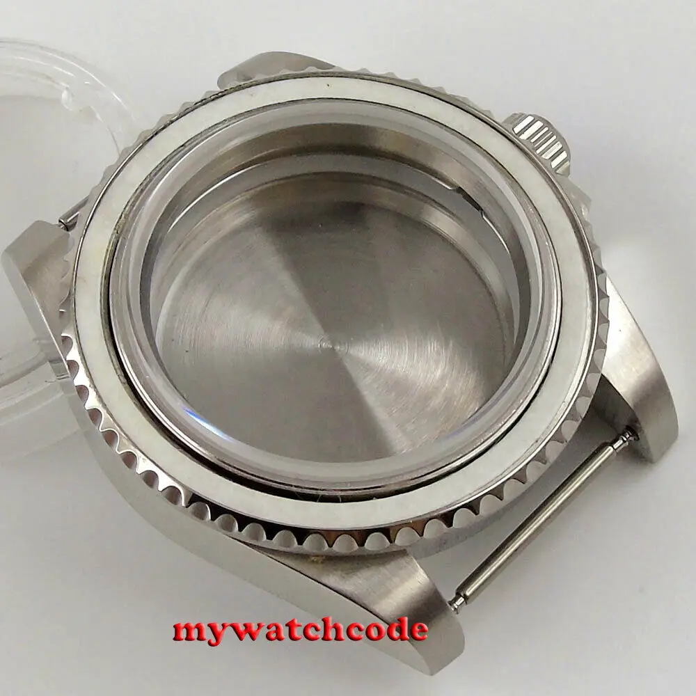 Caja de reloj de acero de cristal plano de cristal de zafiro de 40mm, compatible con movimiento NH35 NH36