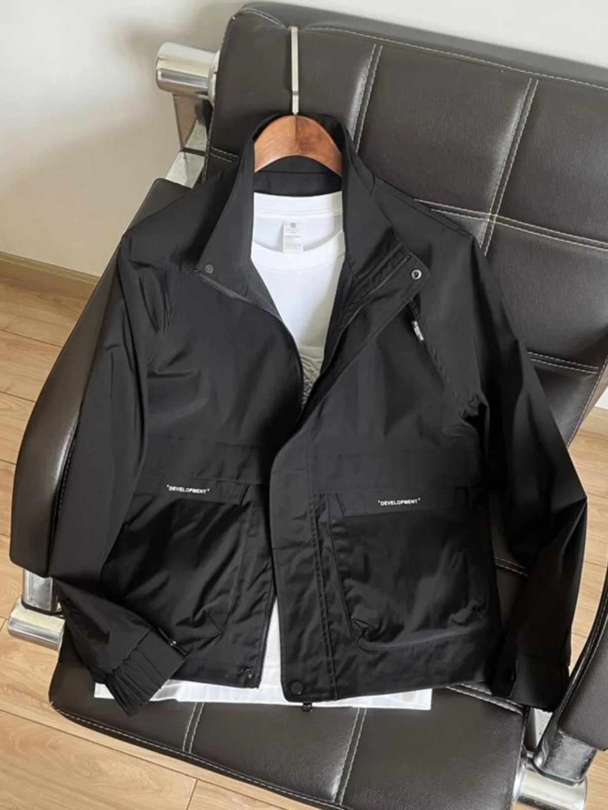 

Casual Stand Collar Jaet for Men Trendy Sli Korean Version Youth Workwear Outerwear Spring Autumn Windproof Long Sve