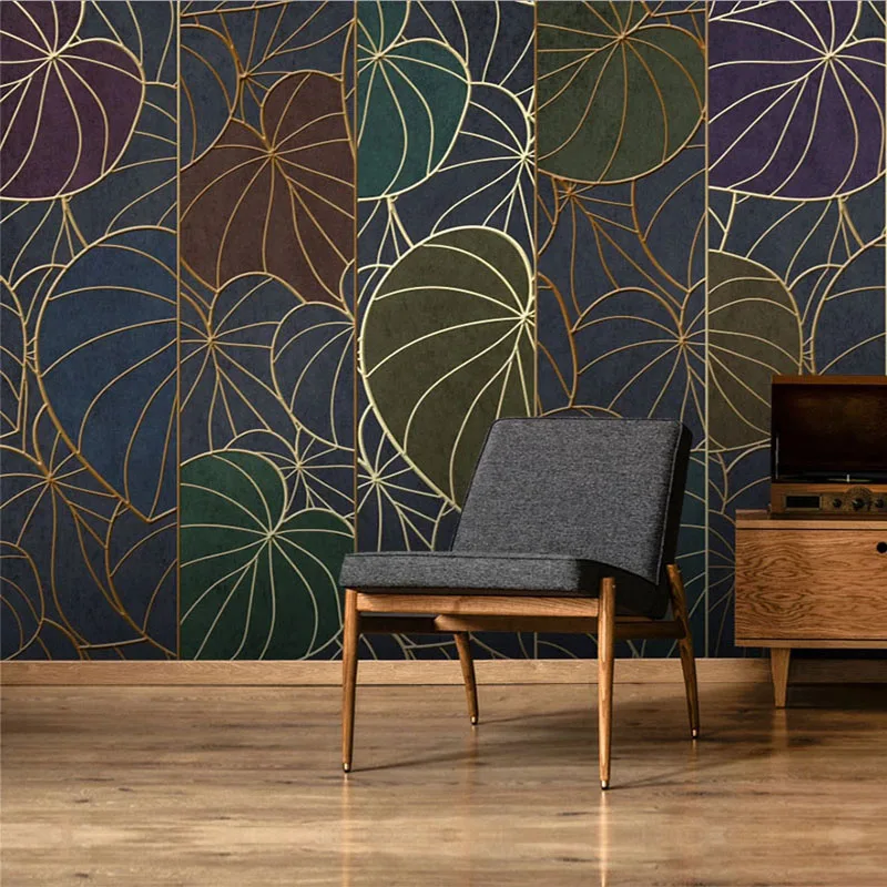 Modern Custom Photo Wallpaper Hand Painted Plant Banana Leaf Line Murals Living Room Bedroom Home Decor Painting Papel De Parede