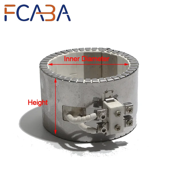 FCABA Ceramic Band Heater ID70x50mm 70x70mm 80x50/60/80/90/100mm Height 110V/220V/380V 550W~1200W for Plastic Molding Equipment