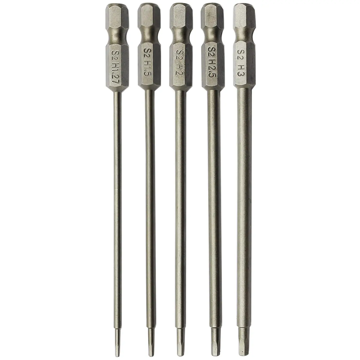 Raflot 5PCS RC Hex Bit 1.27mm 1.5mm 2.0mm 2.5mm 3.0mm Hex Head Allen Wrench Drill Bit Set for Screwdrivers Electric Screwgun/Pow