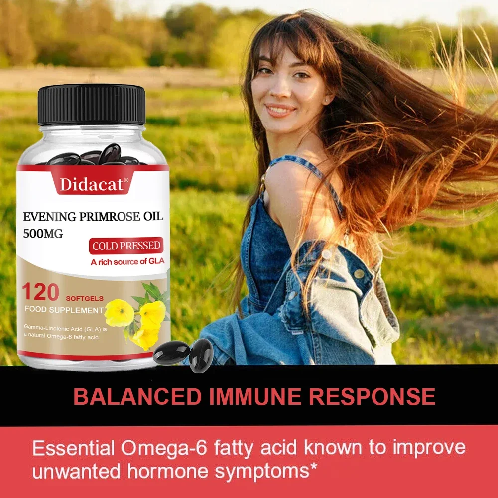 Evening Primrose Oil 500 Mg 120 Capsules - Supports Skin and Cardiovascular Health - Nutritional Support for Women