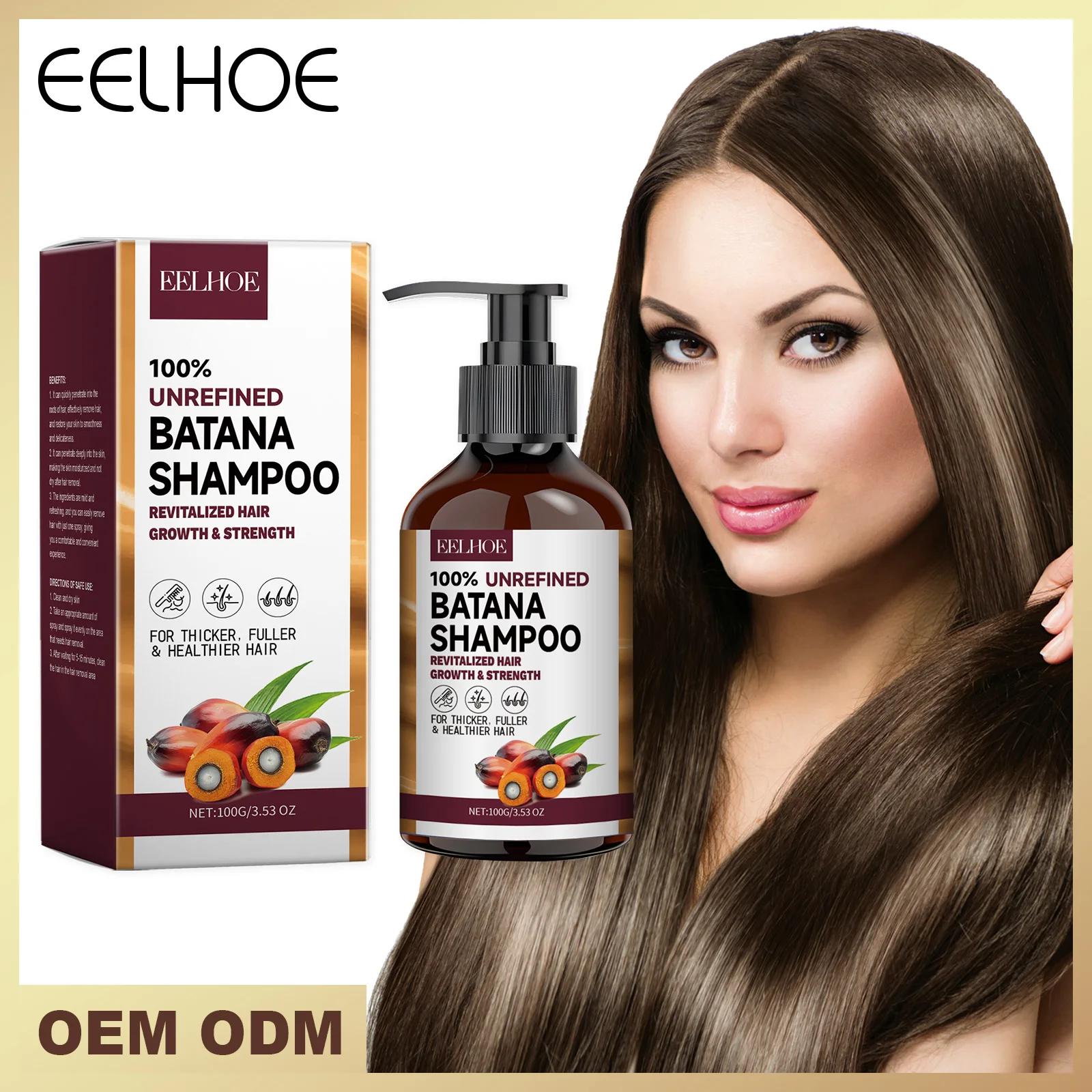 

EELHOE Natural Batana Oil Deep Moisturizing Smooth Thick Hair Growth Shampoo and Conditioner for Damaged Hair Keratin Treatment