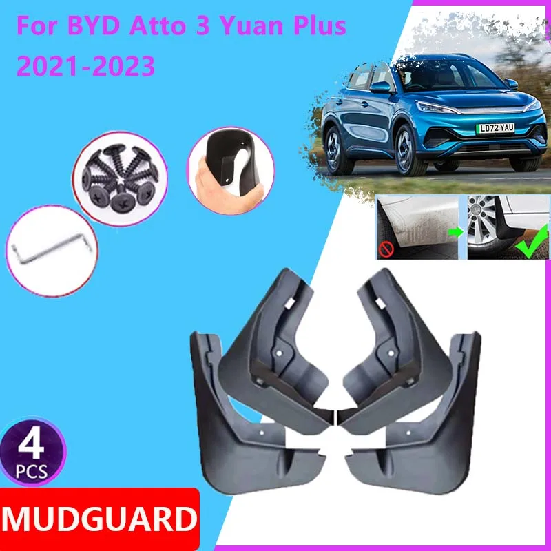 

Car Fenders for BYD Atto 3 Yuan Plus 2021 2022 2023 Auto Splash Guard Covers Rear Mudguards Mud Flap Wheels Protector Accessorie