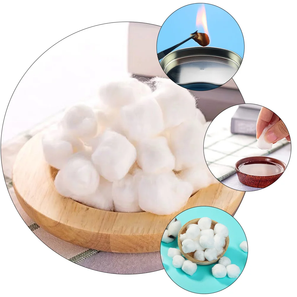 1000 Pcs Absorbent Cotton Balls Sterilized Pure Household White for Laboratory Medical