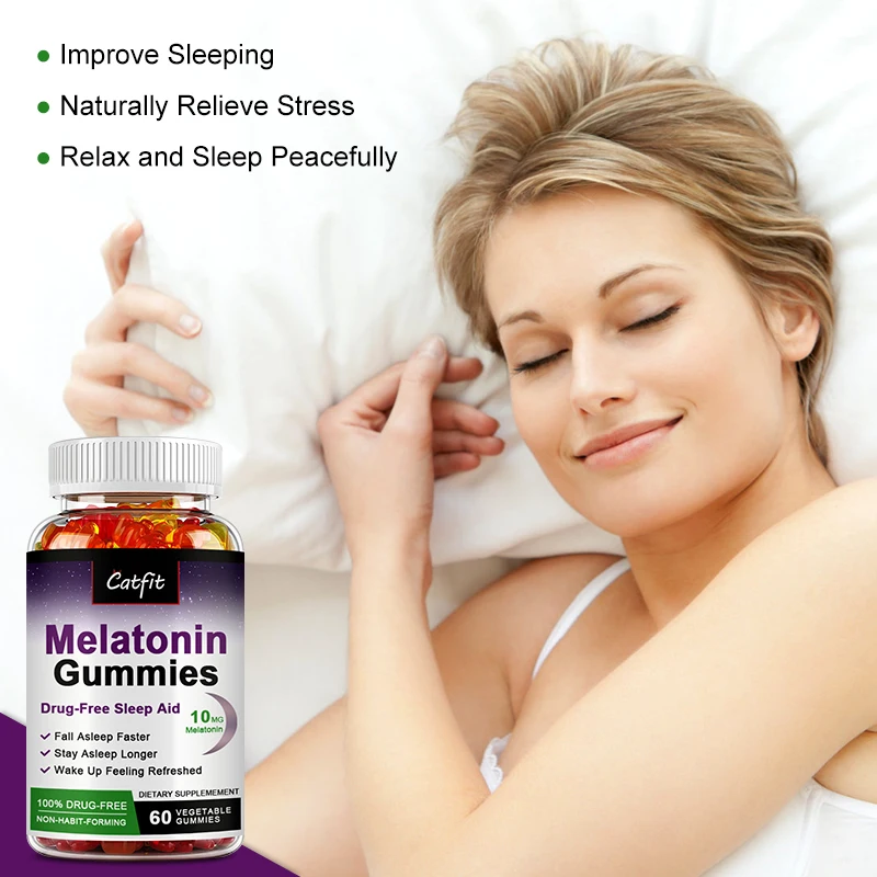 Catfit Vitamin B6 Melatonin Gummies Help Sleep Better Body clock adjustment Improve Immunity Health For Insomnia Adult