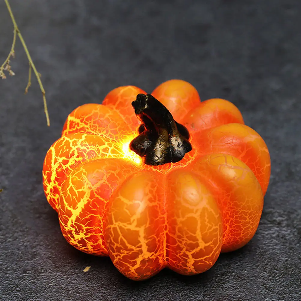 

2Pcs Halloween Pumpkin Led Candle Resin Material Flameless Light For Home Dinner Coffee Table Decoration