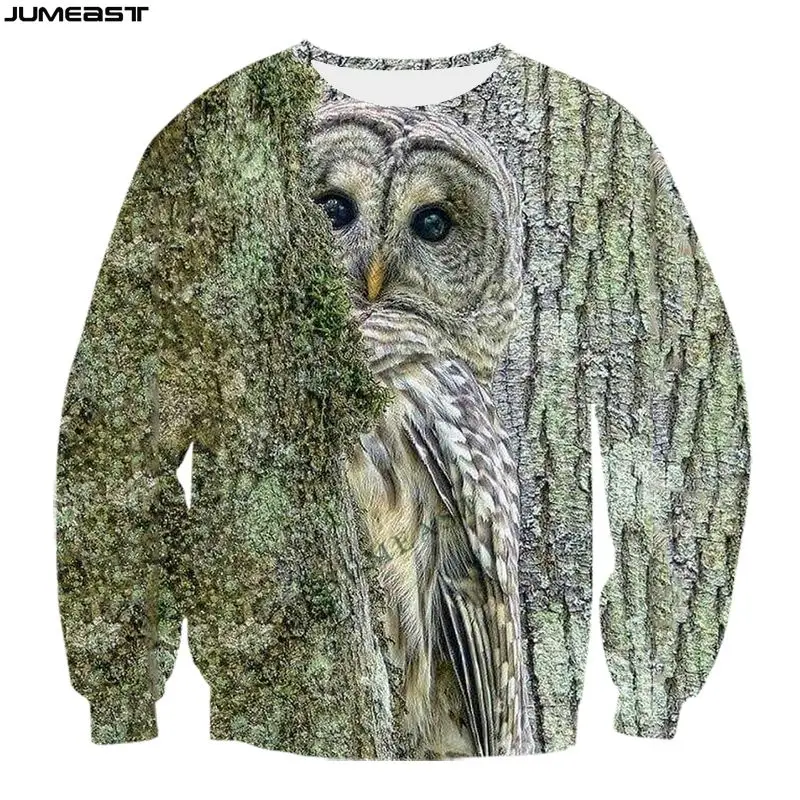 Jumeast Y2k Men Women 3D Printed Sweatshirt Owl Camouflage Hunting Camo Long Sleeve Fashion T Shirt Sport Pullover Tops Tees