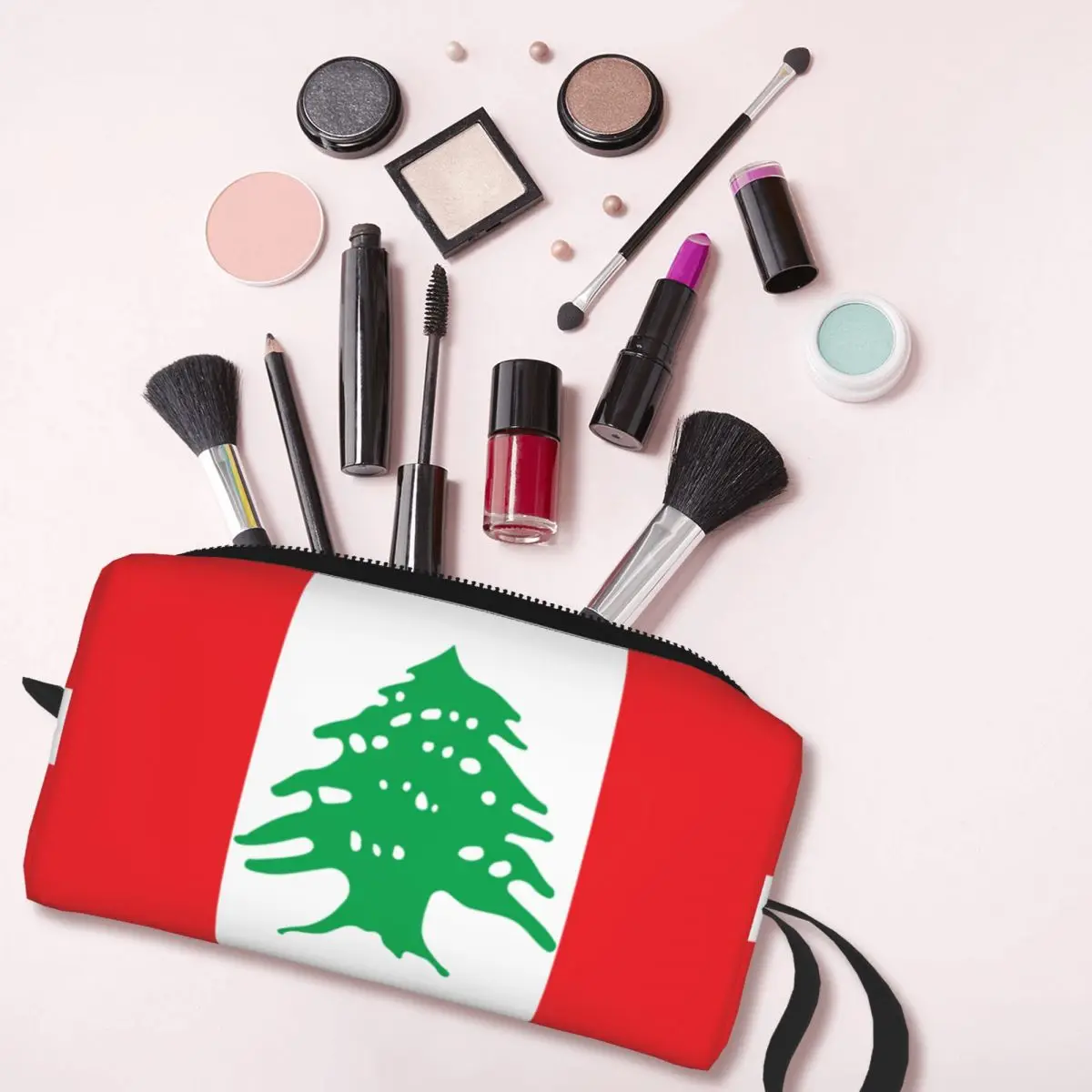 Custom Flag Of Lebanon Travel Cosmetic Bag for Women Makeup Toiletry Organizer Lady Beauty Storage Dopp Kit