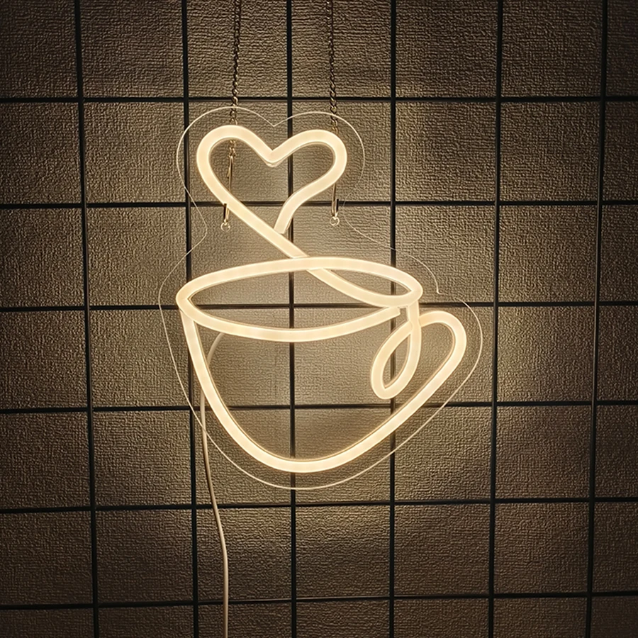 علامات النيون من سلسلة القهوة، تستخدم لديكور إضاءة الحائط، تعمل بمنفذ USB، والمقهى، ومصابيح حائط للأعمال في المطاعم، وسهلة التعليق.