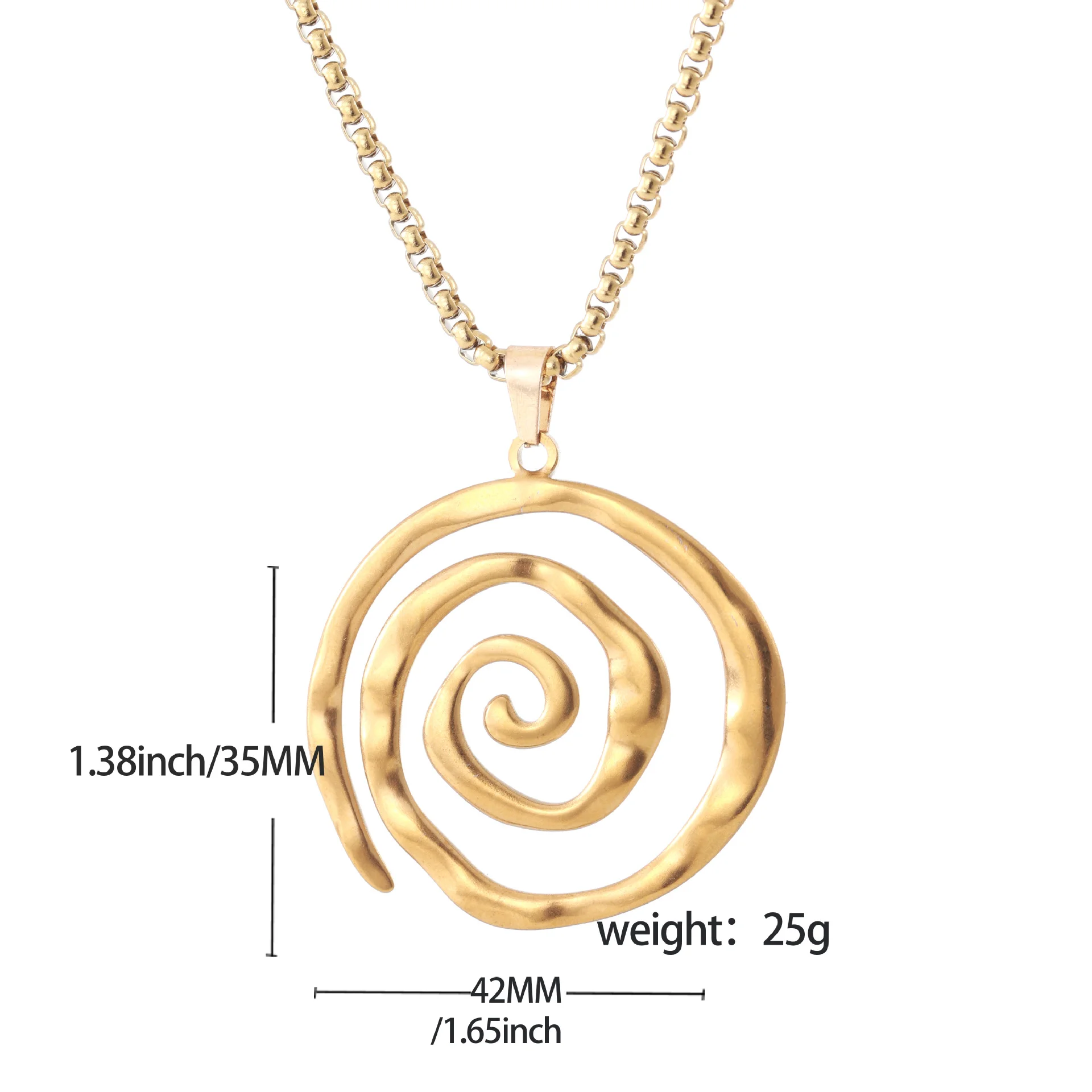 Lady's fashionable and simple stainless steel vortex geometric spiral circle pendant necklace accessory