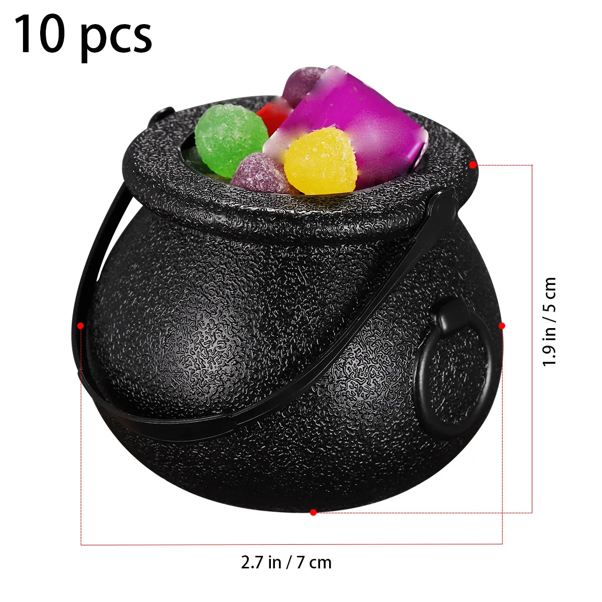 10Pcs Halloween Candy Bucket Witch Cauldron Black Handle Trick Or Treat Candy Holder for Kids Halloween Bucket
