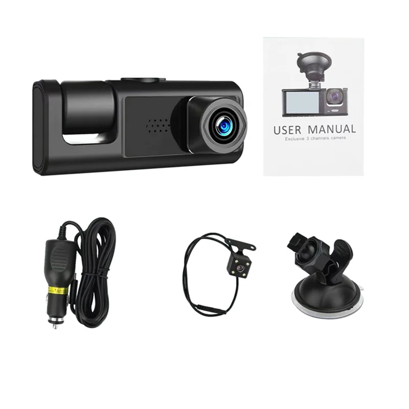 

Car DVR 3 Camera Lens HD 1080P Dash Camera Dual Lens Dashcam Video Recorder Black Box 24H Parking Monitoring