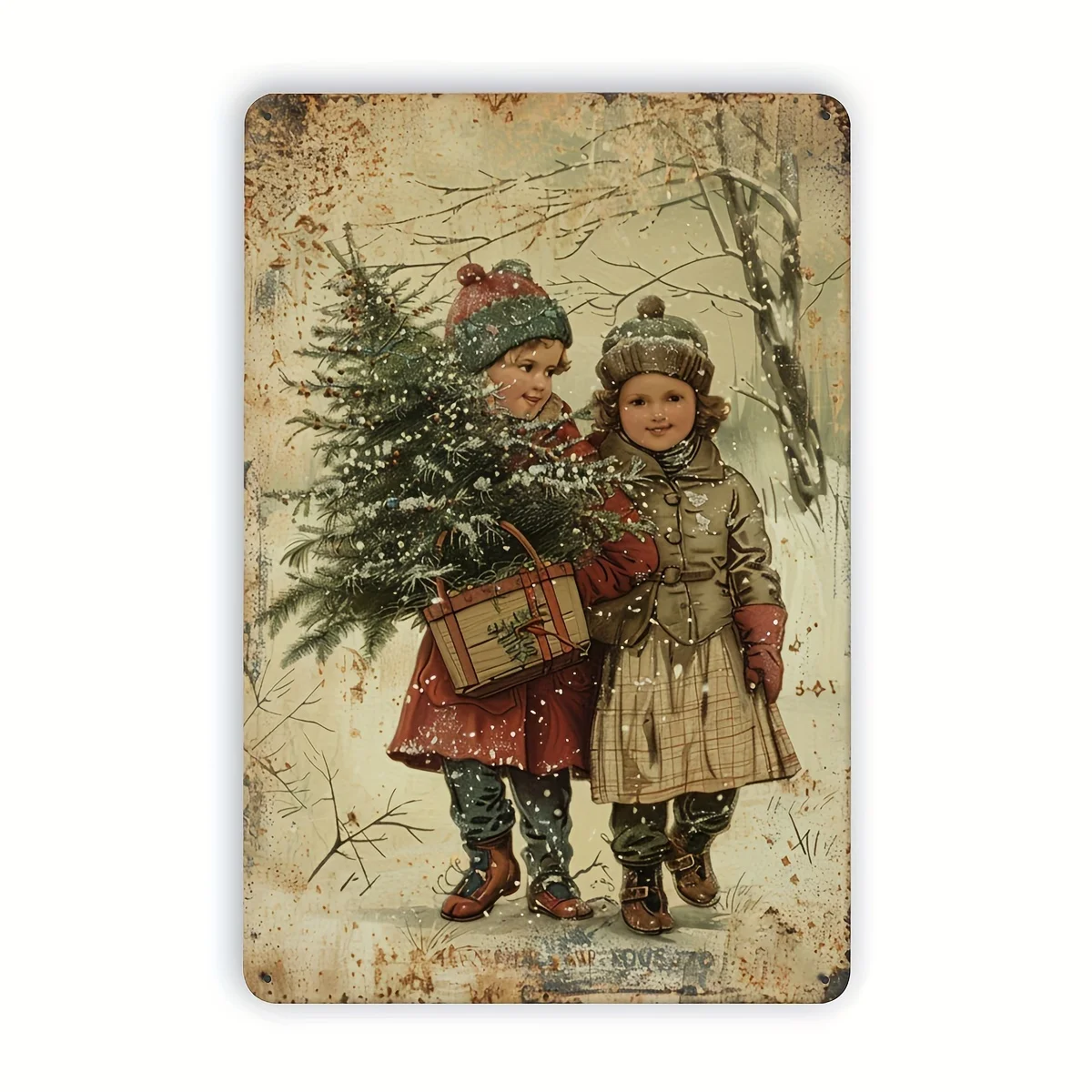  Vintage Christmas Tree Kids Metal Tin Sign,  Retro Wall Art for Home, Bar, Cafe, Gym, Garage, Restaurant, Indoor & Outdoor Deco
