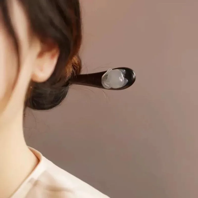 دبوس شعر خشبي على الطراز العتيق من الثعلب الصغير دبوس شعر صيني جديد خلف الرأس دبوس شعر ملفوف كلاسيكي وبسيط من Hanfu #4