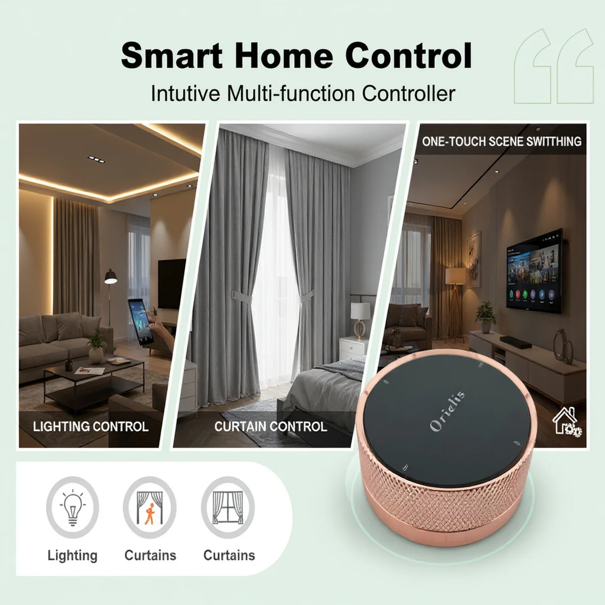 Controlador de botão de cena inteligente ORIELIS Tuya Zigbee - Controle multidispositivo, interruptor de modo, funciona com Zigbee Hub V2