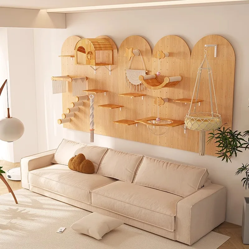 إطار تسلق القطط من الخشب الصلب، لوحة ثقب شقة صغيرة، كبسولة فضائية ذاتية الصنع