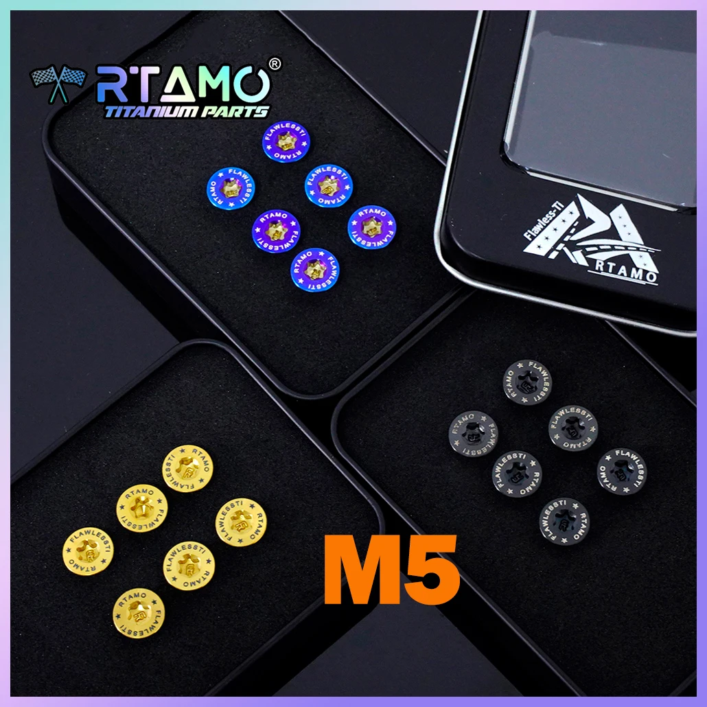 RTAMO Steering Wheel Titanium Bolt M5X15mm with Wrench for MOMO/NARDI/TORINO/Works Bell Boss 6pcs Car Screw