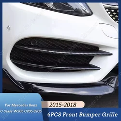 For Mercedes Benz C Class W205 C205 S205 Car Front Lip Bumper Spoiler Splitter Fog Lamp Grille Air Vent Cover Tuning 2015-2018