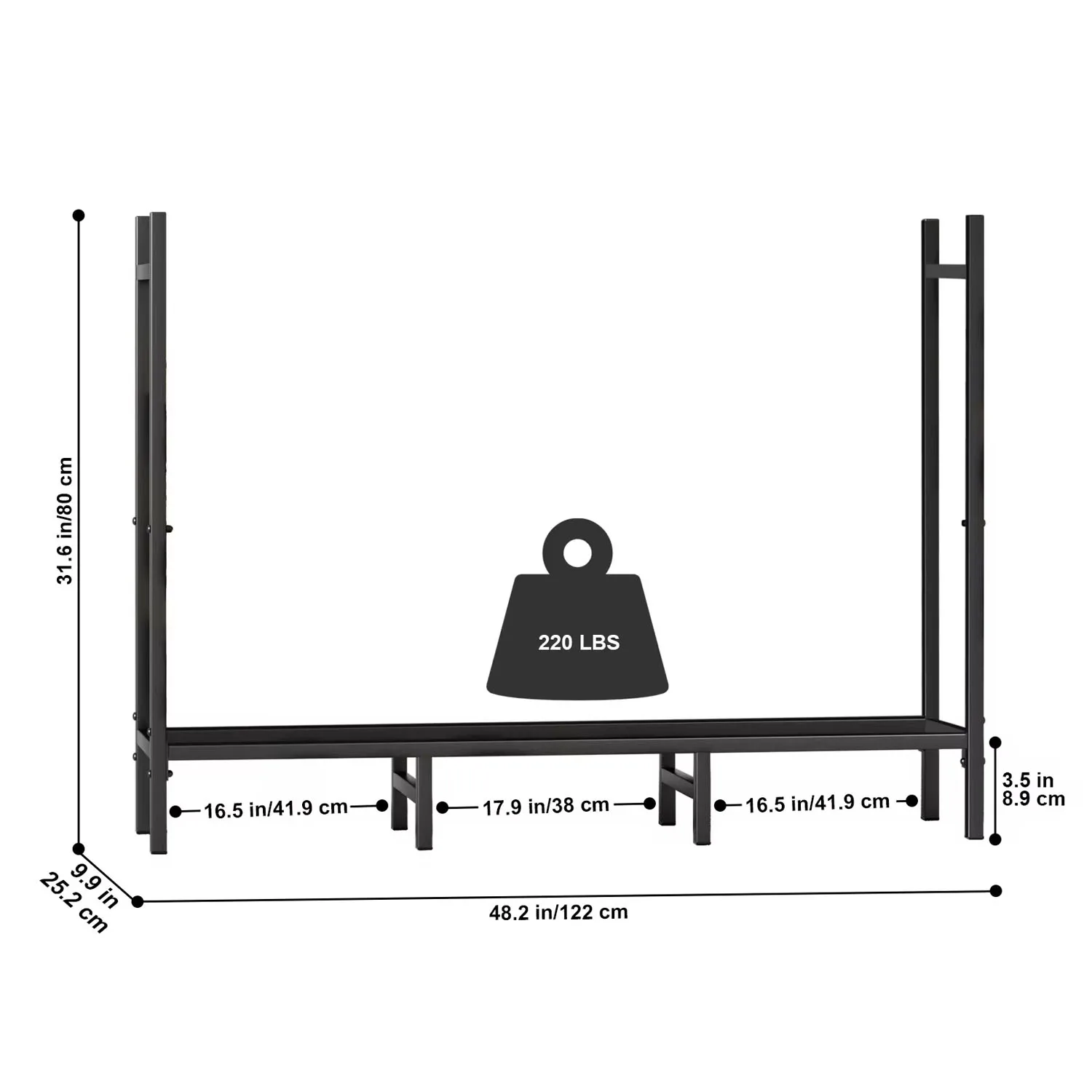 4ft Outdoor Indoor Firewood Rack Holder for Fireplace Wood Storage, Adjustable Stacker Stand, Heavy Duty Fire Logs Stand Stacker