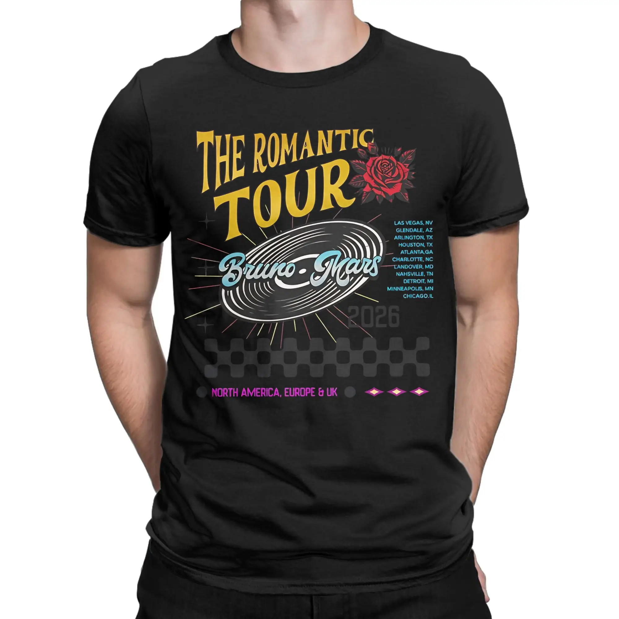 Bruno Marss The Romantic Tour 2026 Rose T Shirt Summer Harajuku T Shirts Male Cotton O Neck 4XL 5XL 6XL Top Tees Vintage Tshirt