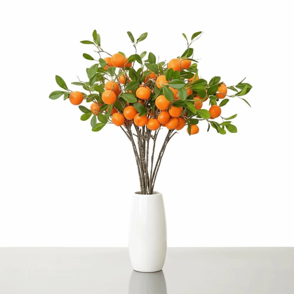 Lebensechte Grüne Blätter Künstlicher Orangenzweig Luxuriöse Simulierte Orangenbäume Realistische Elegante Kunstpflanzen für Zuhause – Detail 7