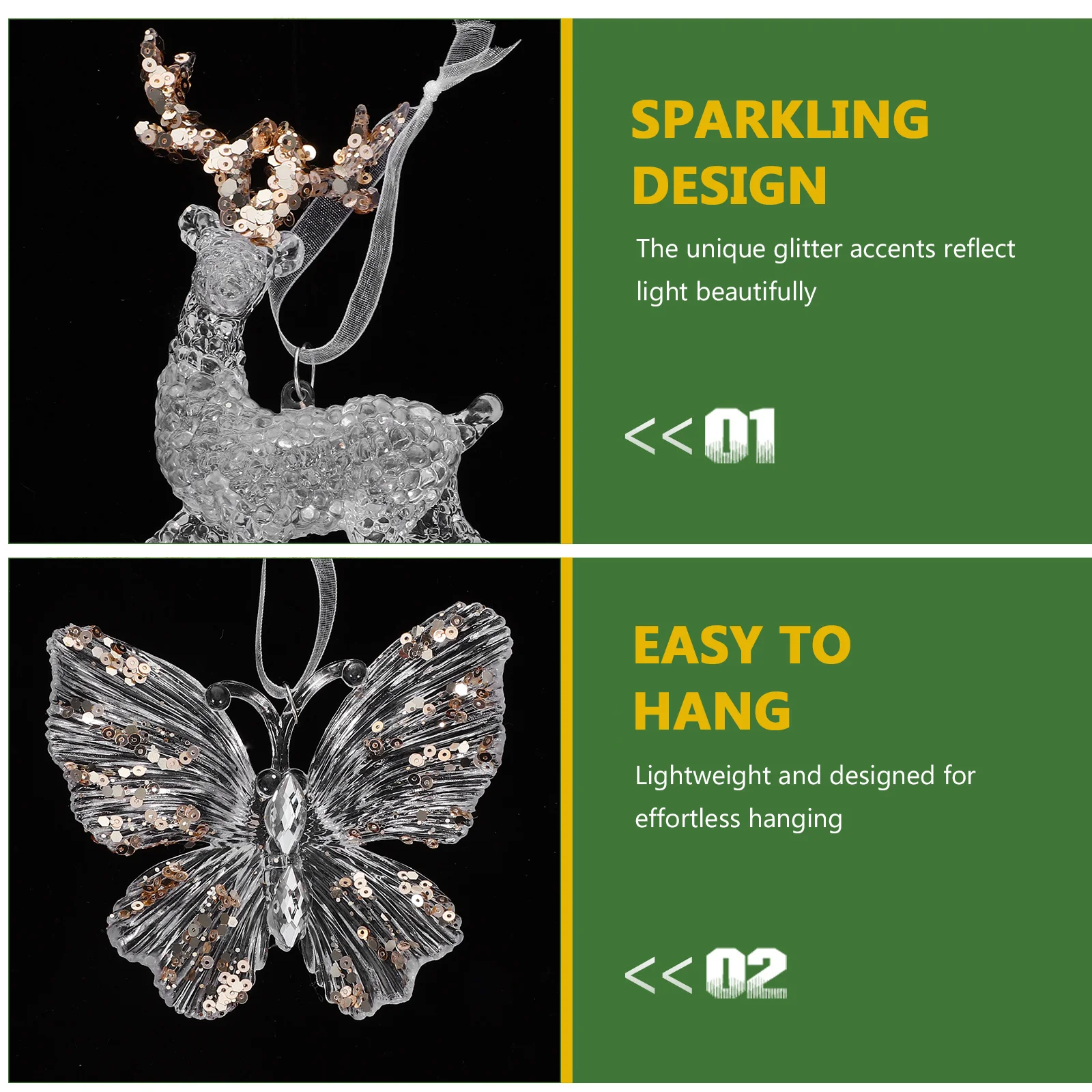 5 قطع من زينة عيد الميلاد على شكل ندفة الثلج من الأكريليك الشفاف، زينة معلقة أنيقة لمشهد شجرة حفلة عطلة الشتاء #3