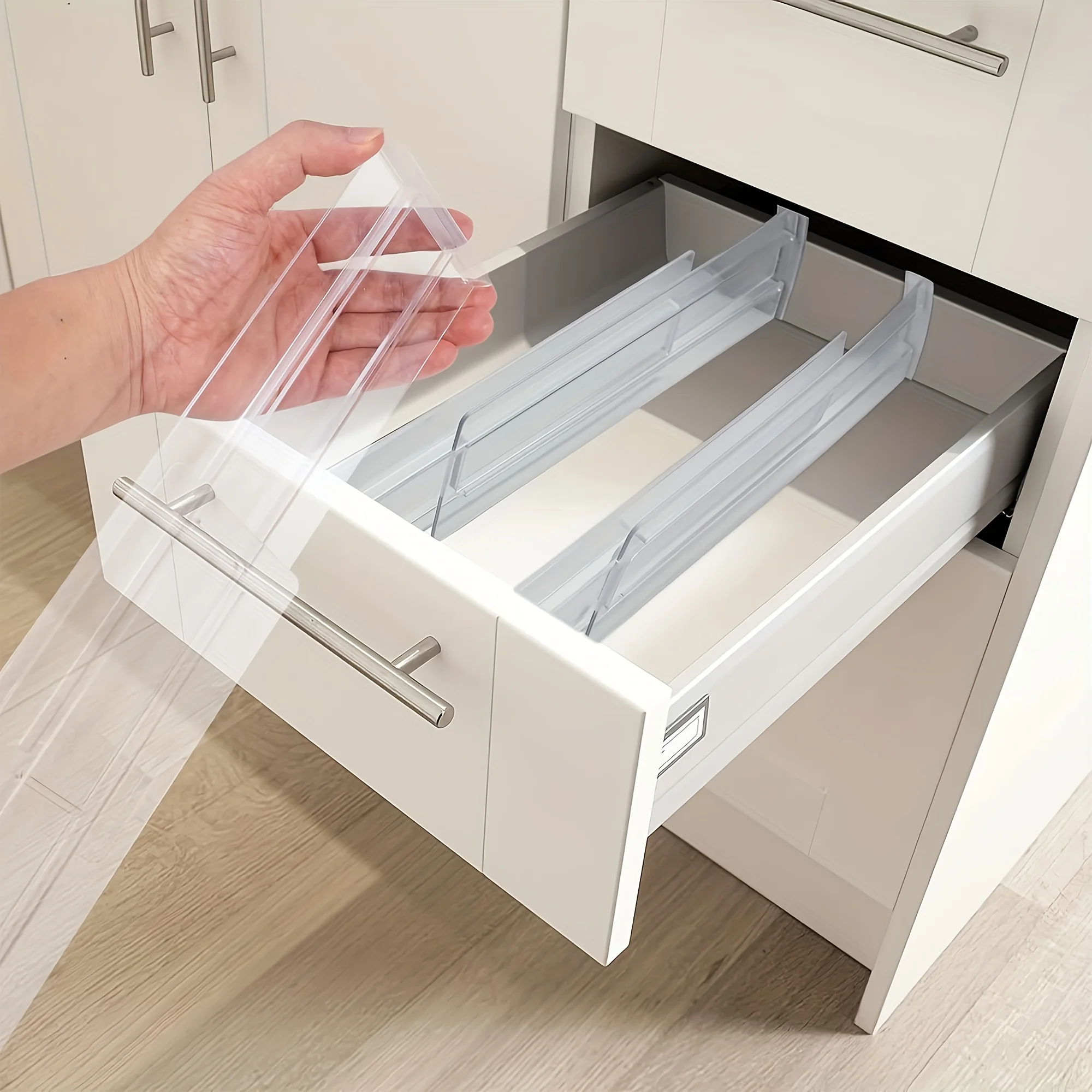 Verstellbare Schubladenorganizer - Erweiterbare Transparente Trennwände für Küche, Schlafzimmer & Schrankaufbewahrung