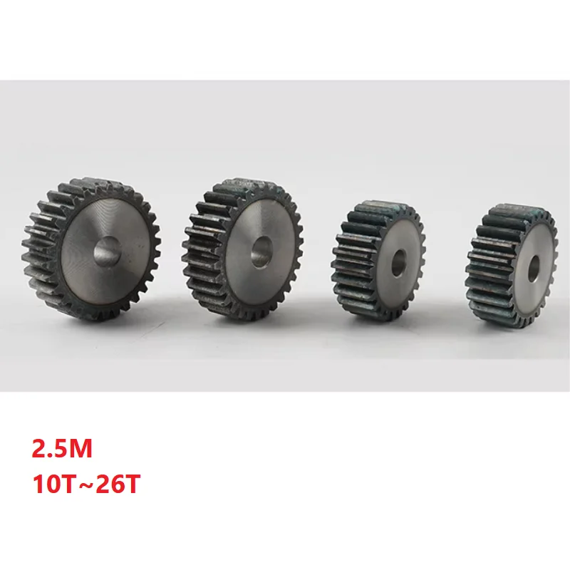 

2.5M Spur Gear Process Hole Pinion Gears 10-26Teeth Flat Cylindrical High Frequency Quenching Teeth Motor Tramission Gear