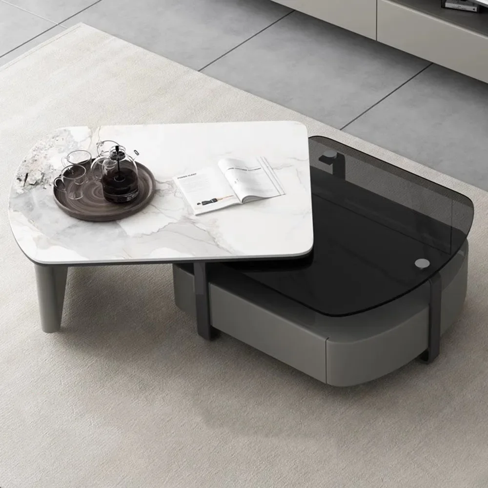 Table Basse Nordique de Luxe pour Salon, Meuble Minimaliste, Rangement