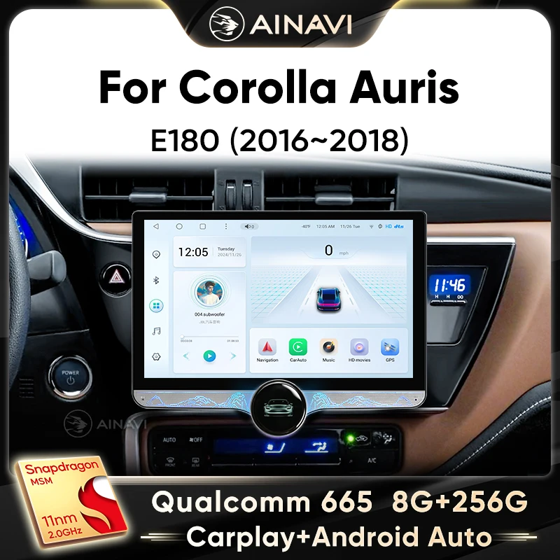 Ainavi 11.8“ Car Radio For Toyota Corolla Auris 2016 2017 2018 E180 Wireless Carplay Android Auto Car Multimedia Autoaudio 2 Din