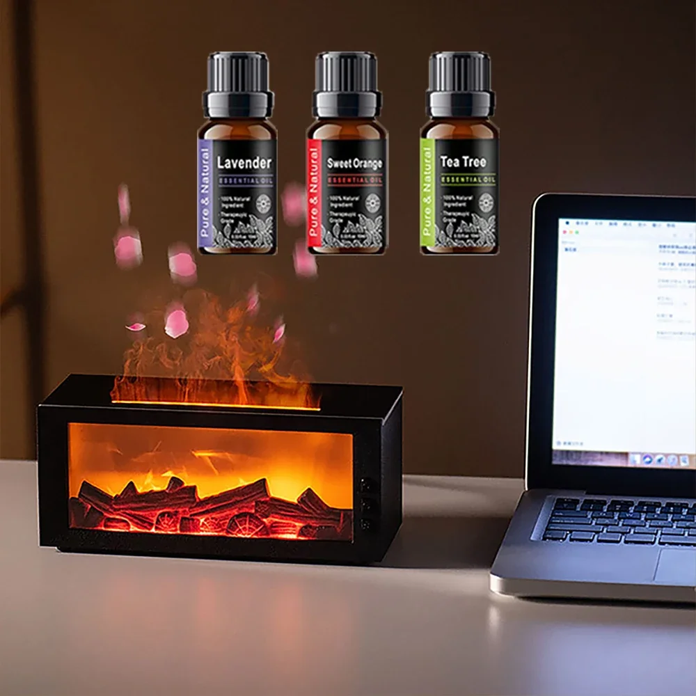 Humidificador de llama para chimenea mejorado, máquina de fragancia duradera para dormitorio, máquina de aromaterapia de llama simulada, chimenea doméstica