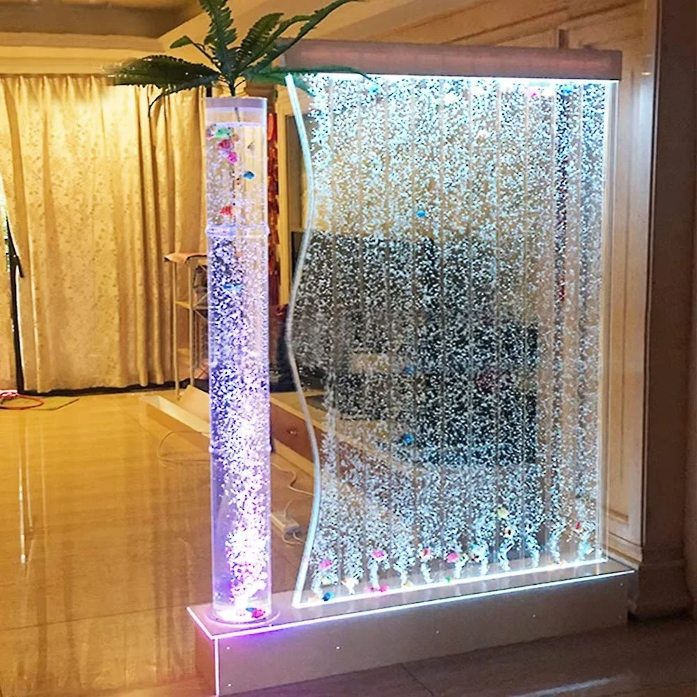 Modern Silver Light Emitting Diode Lighting Furniture Home S Shaped Acrylic Bubble Screen Wall Contemporary Room Partition