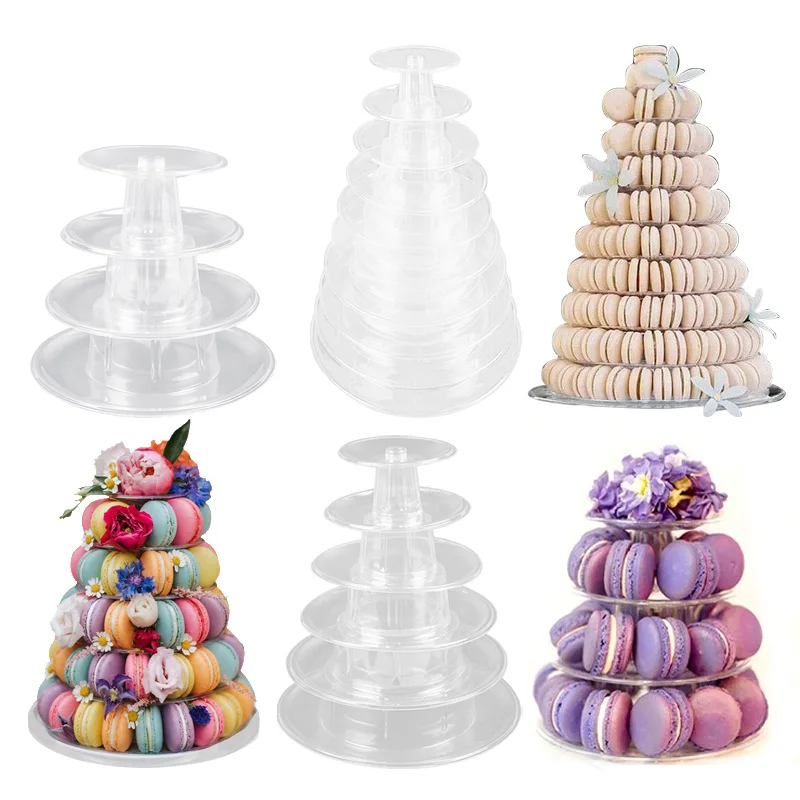 6/10 Tiers Macaron Display Stand Cupcake Tower Rack Cupcake Stand Cake Stand PVC Tray For Wedding Birthday Cake Decorating Tools