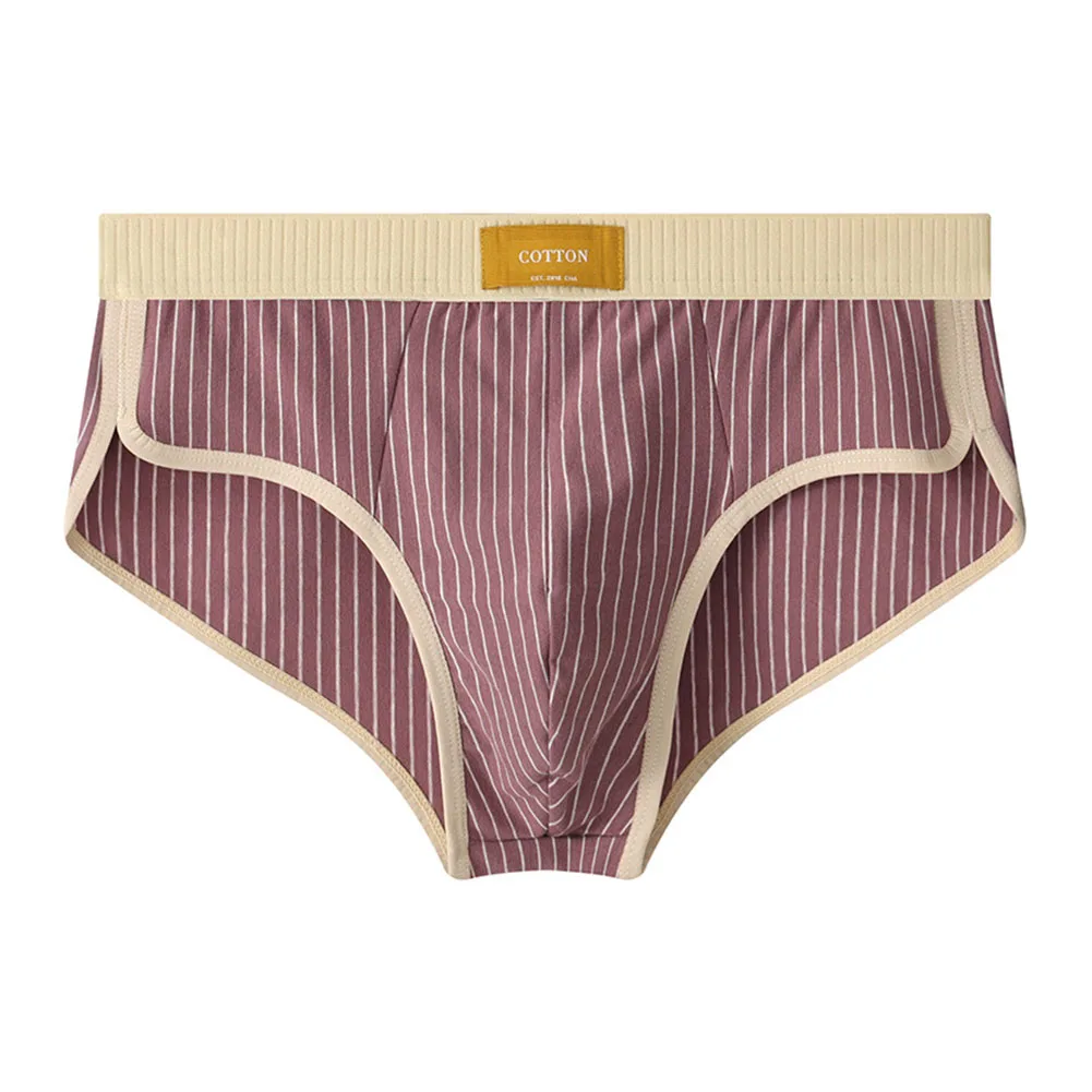 

Men's Gay Sissy Pouch Briefs Sexy Lingerie Stripes Breathable Panties Man Comfortable Underwear Loose Simple Cotton Underpants