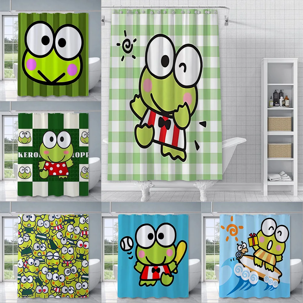 

Cute Kerokerokeroppi Shower Curtain Waterproof Polyester Fabric Paint Colorful Bath Curtain Home Bathroom Decor Curtain Hook