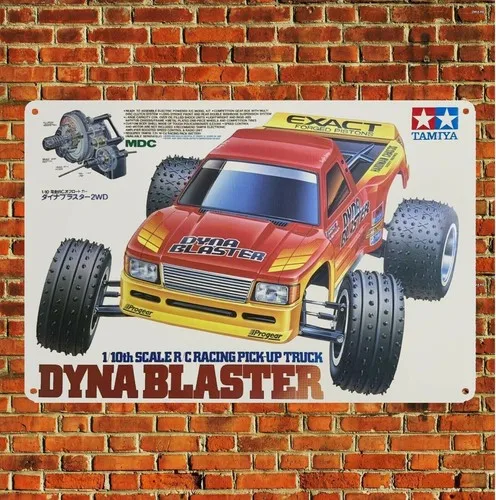 Metallposter Vintage RC-Auto Blechschild Plakette Tamiya Dyna Blaster Boxart