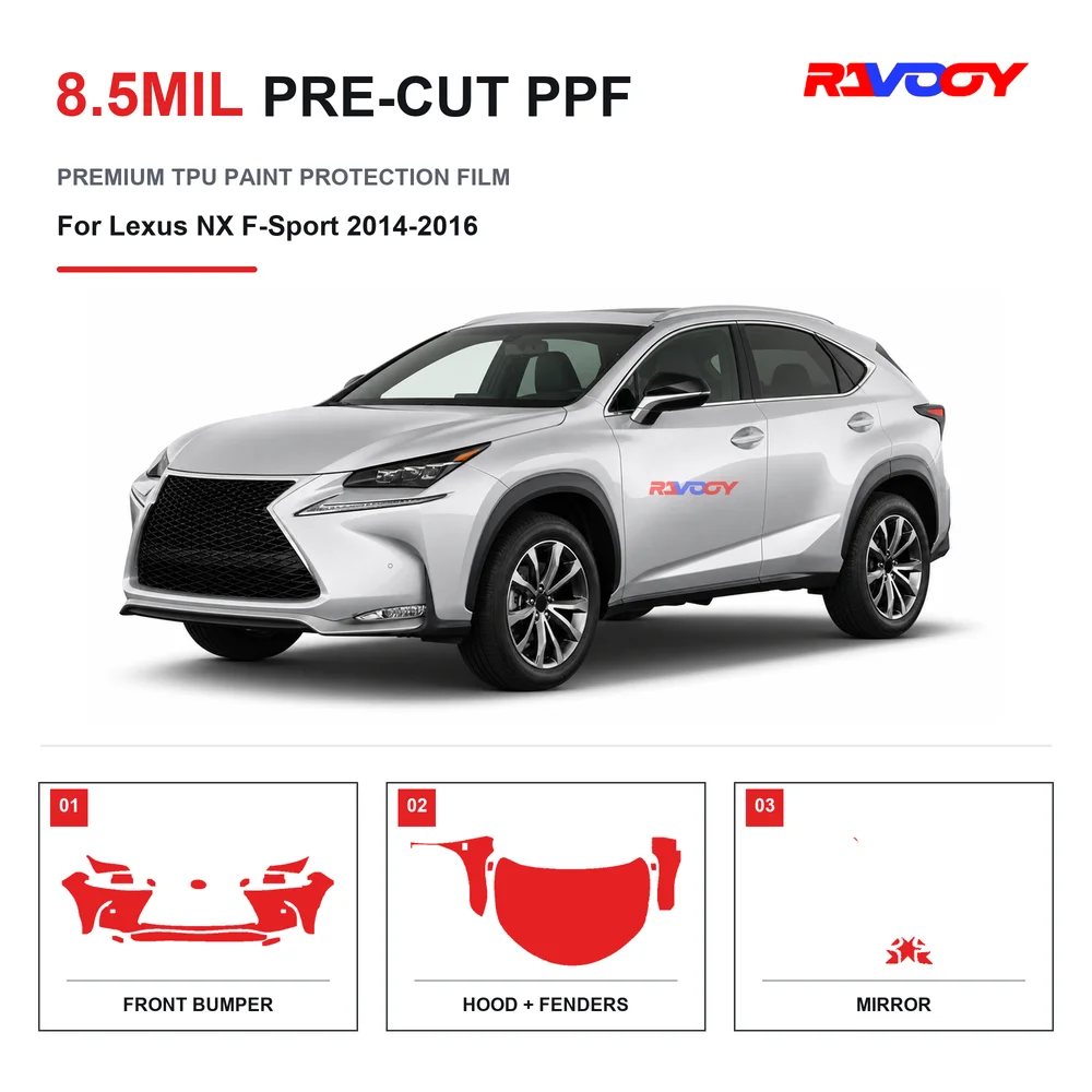 Precut PPF For Lexus NX F-Sport 2014-2016 8.5mil TPU Clear Paint Protection Film Self Healing Hydrophobic UV Stone Chip Guard