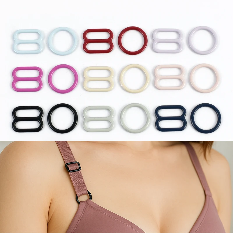 

Meetee 50/100Pcs 10mm Bra Shoulder Strap Adjust Buckle O Ring Buckles Underwear Slider Rings Carabiner Clips Sewing Accessories